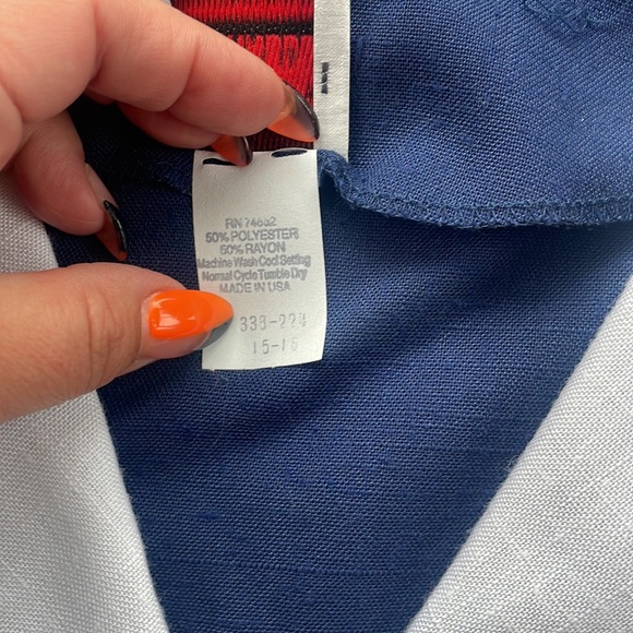 Shelly Michaels Vintage Button Down Dress Navy White 15/16 - Picture 4 of 8